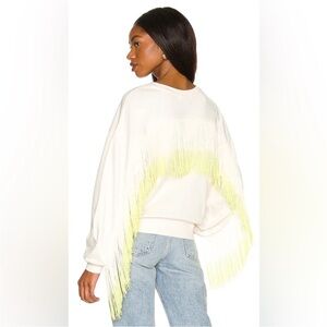 525 America Cream Sweatshirt with Neon Yellow Fringe